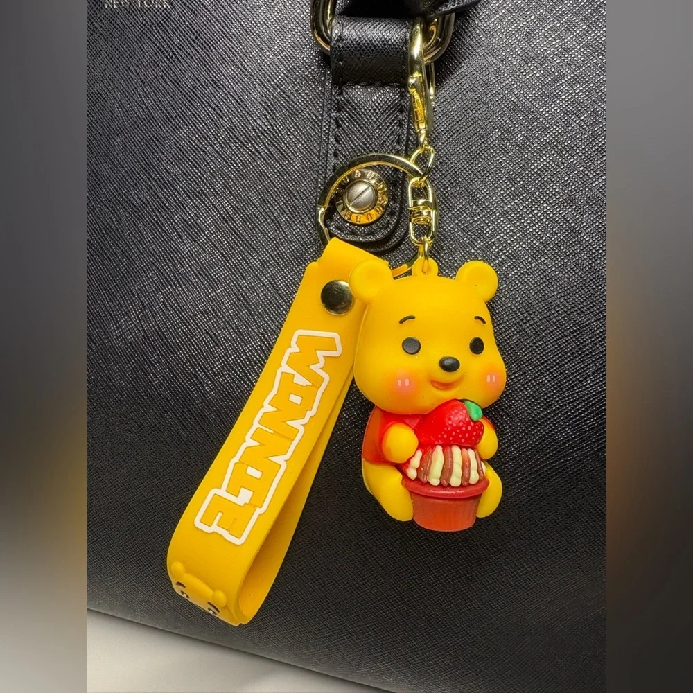 Yellow Bear Keychain with Cupcake Charm